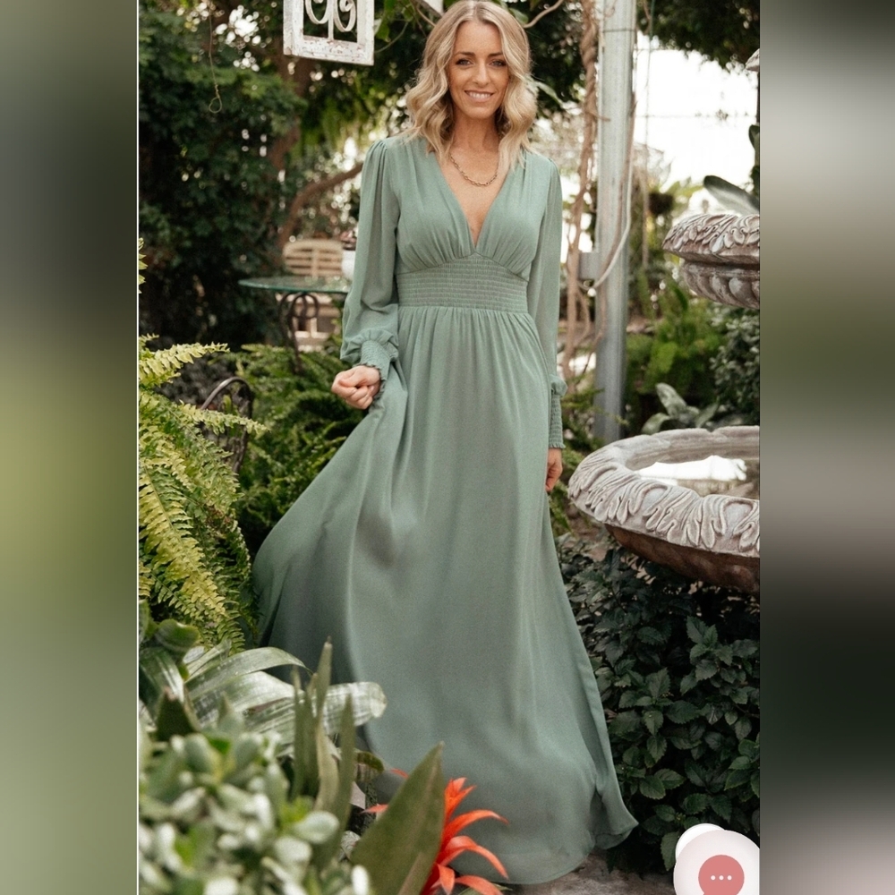 Baltic Born Elegant Green Long Sleeve Dress